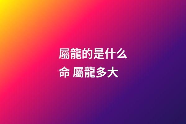 屬龍的是什么命 屬龍多大-第1張-觀點(diǎn)-玄機(jī)派